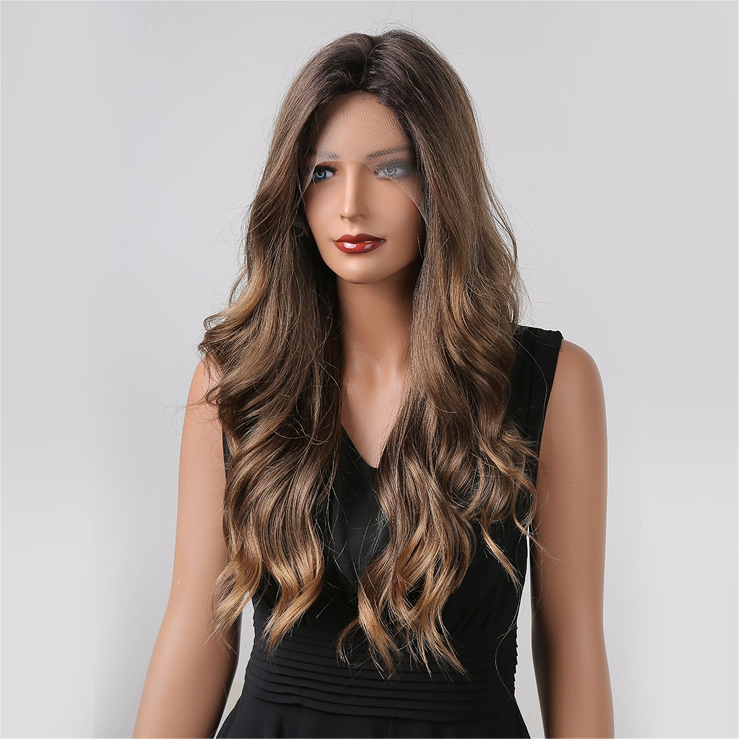 【Lace Front】【Nerissa】Loxology | Lace Front 26 Inch Long Brown Wavy Synthetic Wig