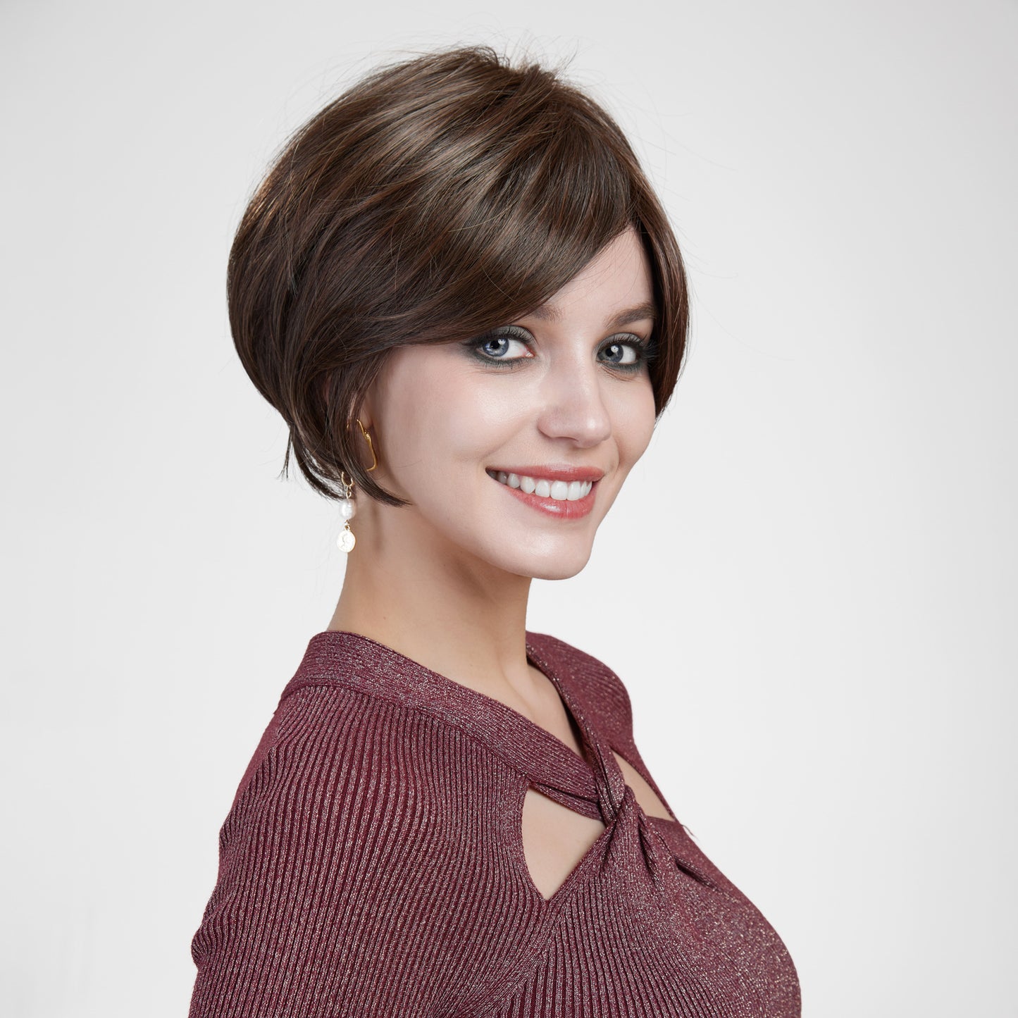 【MONO】【Avery】Loxology | Synthetic Lace Front Short Brown Women's  Breathable Wigs