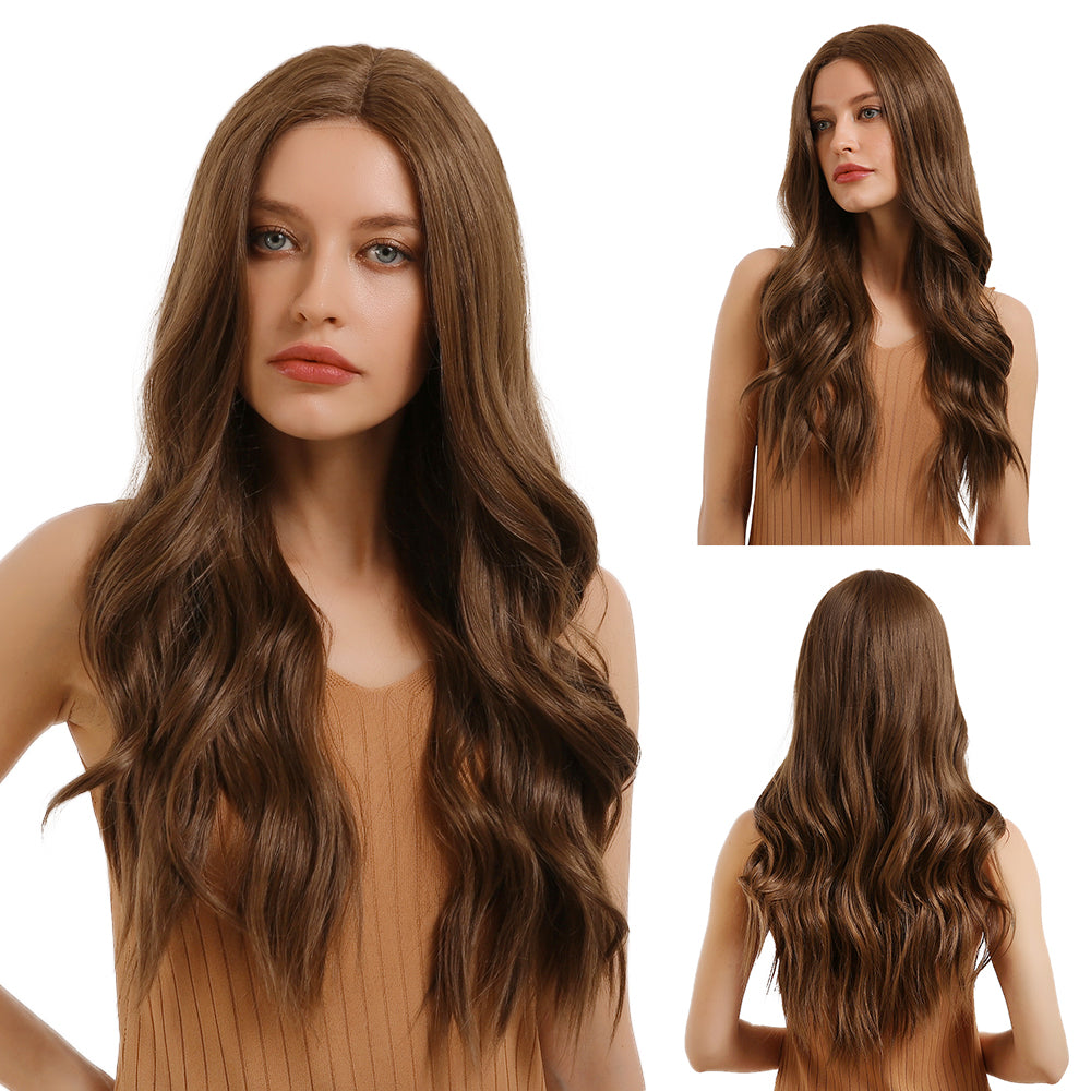 【LACE FRONT WIG】【Lenora】Loxology | 26 inch Brown Lace Front Wigs Long Curly Wavy Wigs