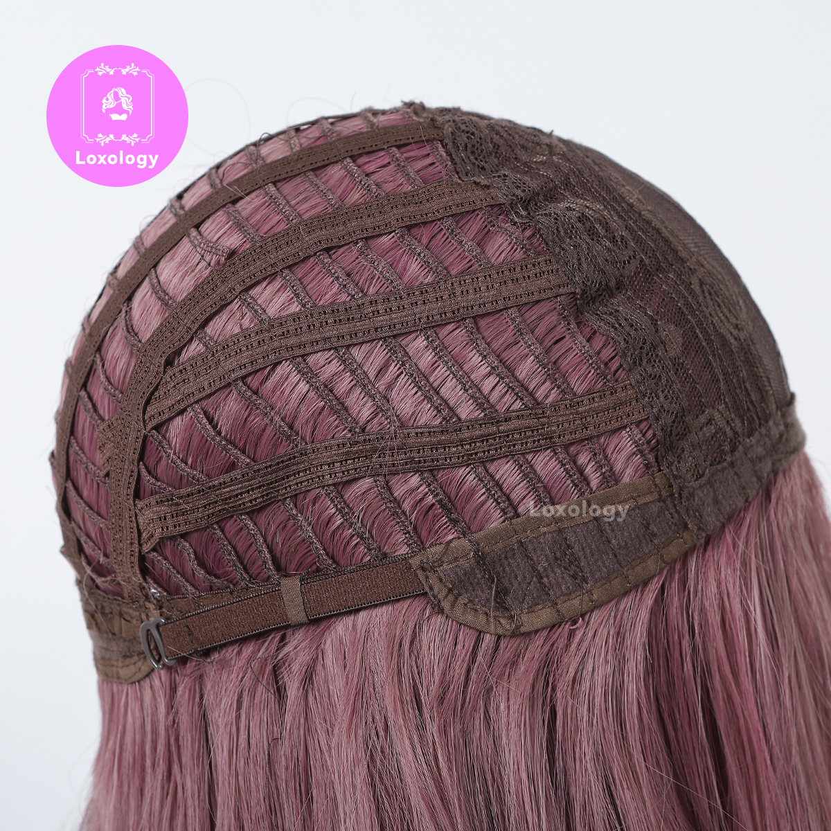 【Dahlia】Loxology | 28 Inch Long Wavy Curly Purple Wigs with Bangs Synthetic Wigs