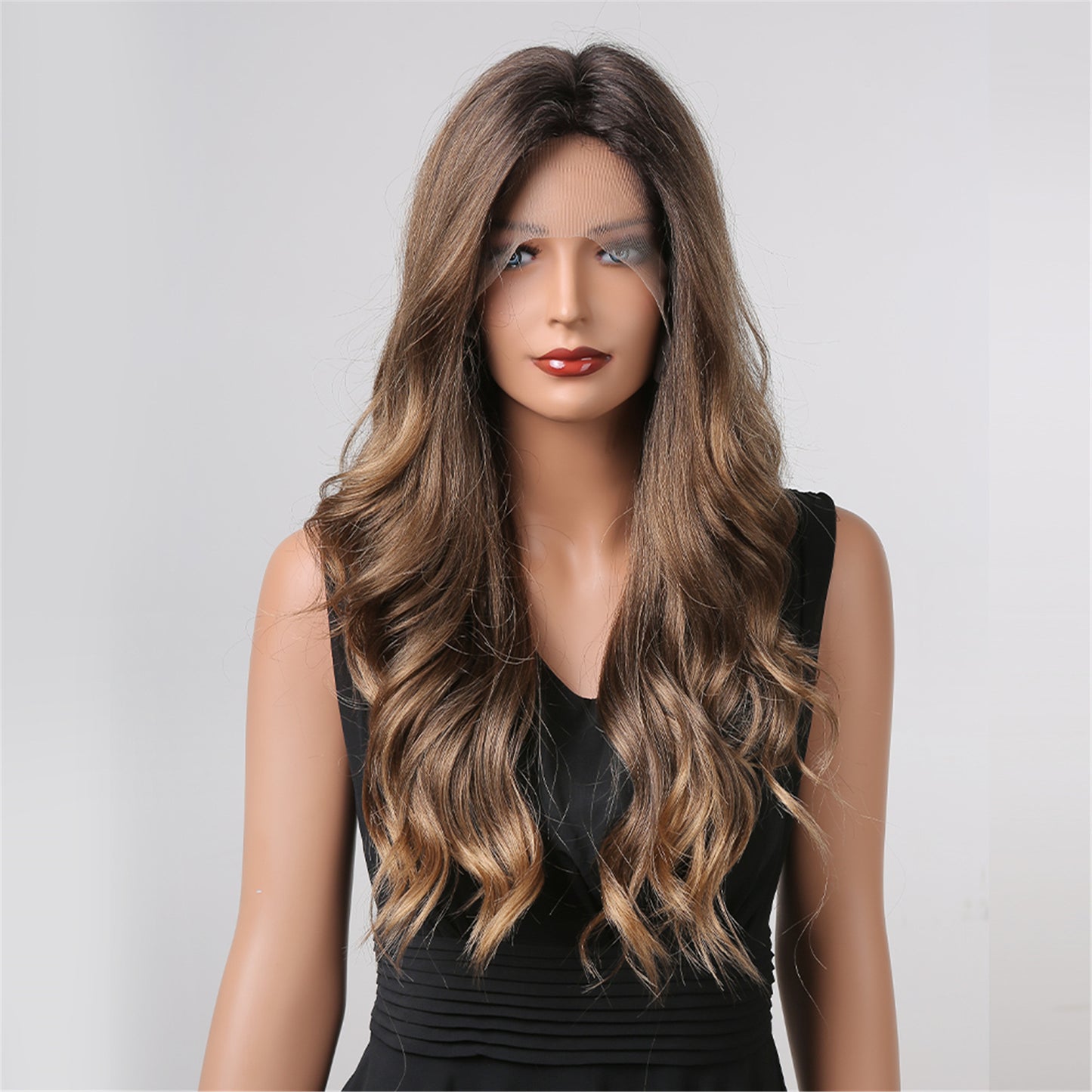 【Lace Front】【Nerissa】Loxology | Lace Front 26 Inch Long Brown Wavy Synthetic Wig