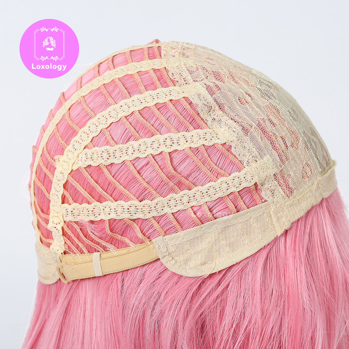 【Quiin】Loxology | 26 Inch long straight wigs pink with bangs wigs