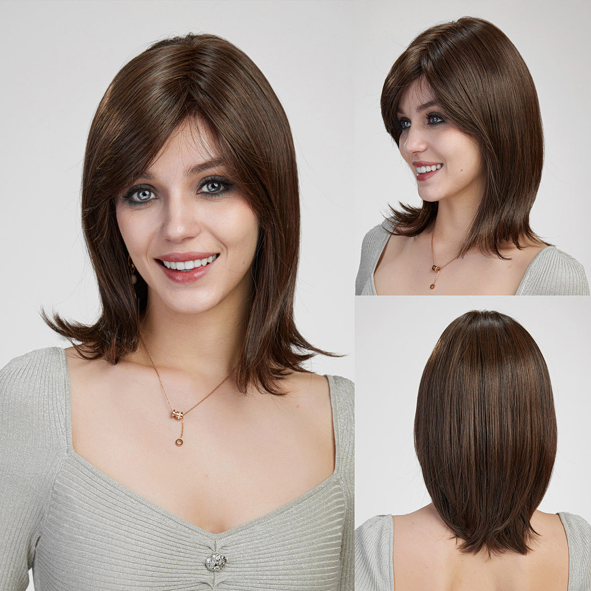 【MONO】【Dione】Loxology | Synthetic Lace Front Brown Straight Shoulder-length Wigs