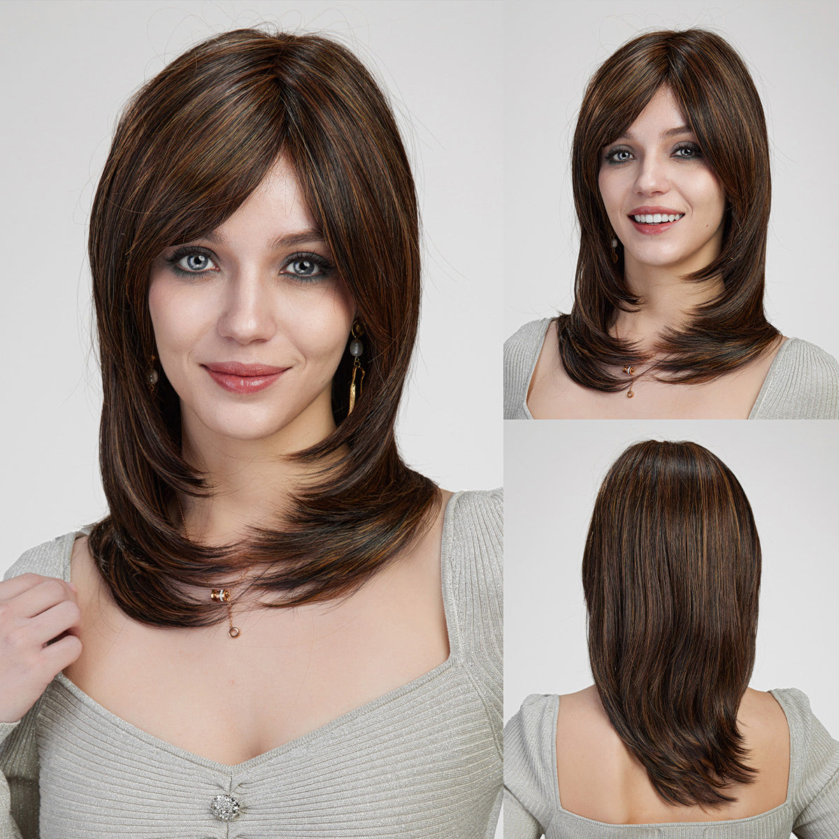 【MONO】【Coralie】Loxology | Synthetic Lace Front Long Brown Straight Layered Women