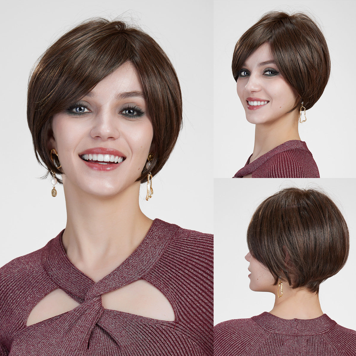 【MONO】【Avery】Loxology | Synthetic Lace Front Short Brown Women's  Breathable Wigs