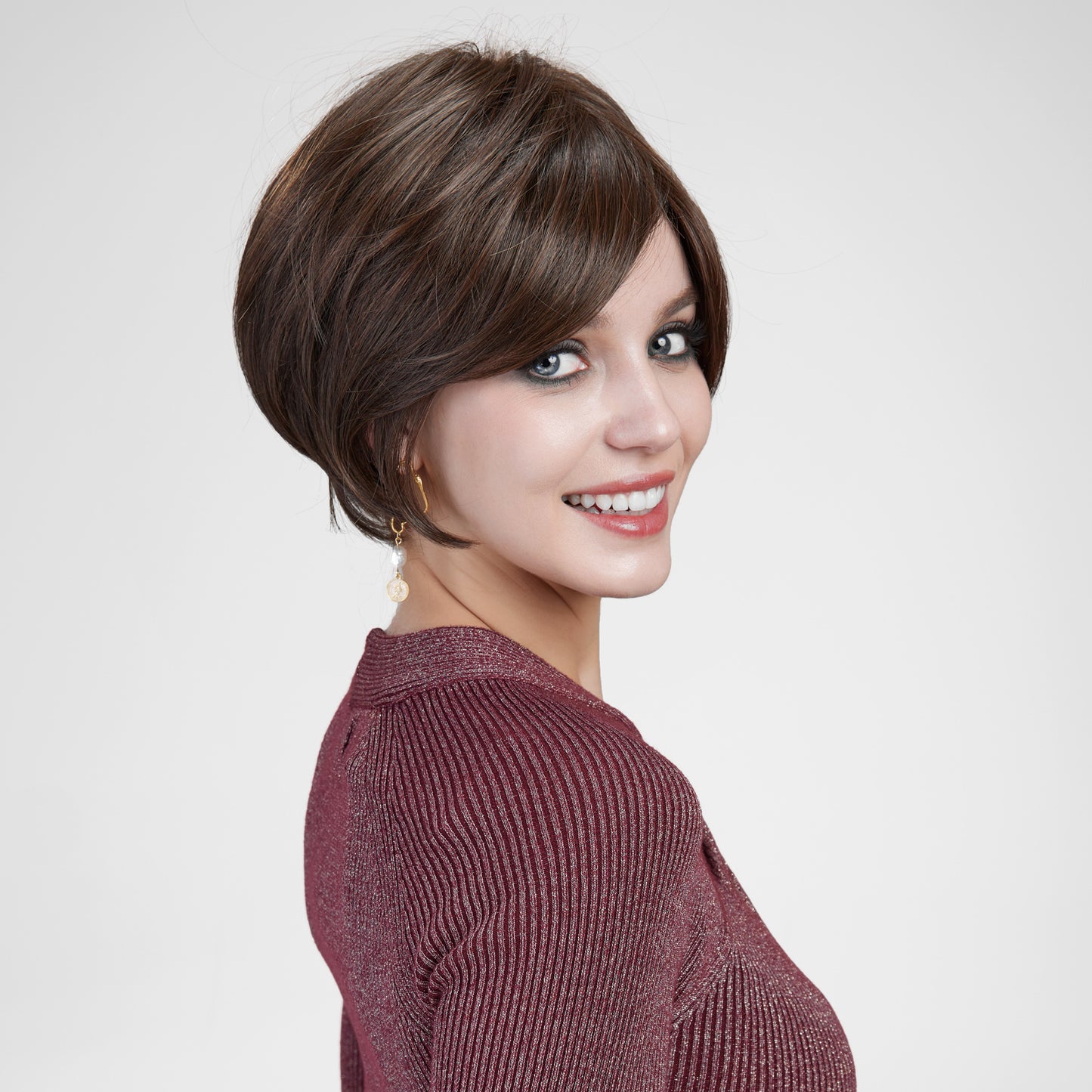 【MONO】【Avery】Loxology | Synthetic Lace Front Short Brown Women's  Breathable Wigs