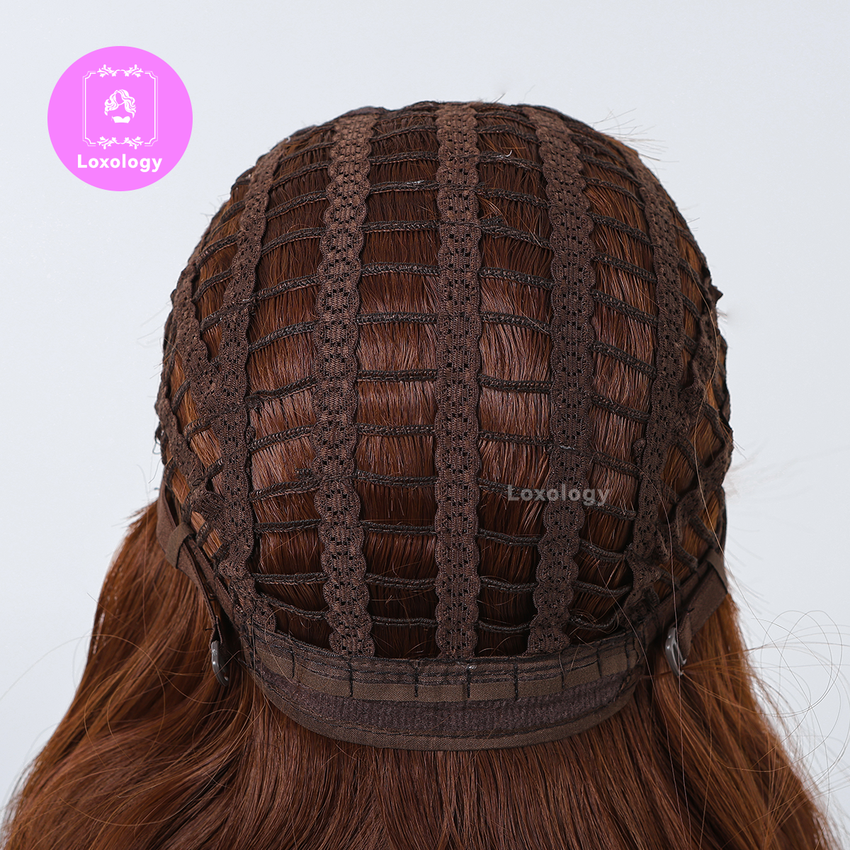 【Brielle】Loxology | 24 Inches Long Curly Brown Wigs with Bangs Synthetic Wigs