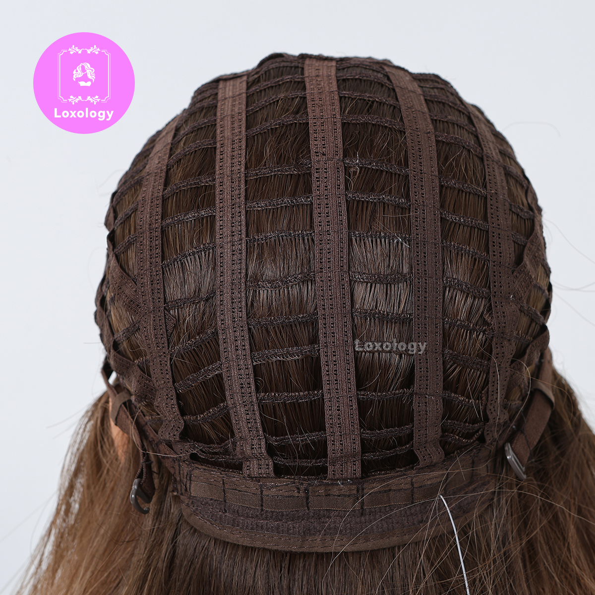 【Layla】Loxology | 30 Inch Long Curly Brown Ombre Blonde Wigs with Bangs Synthetic Wigs