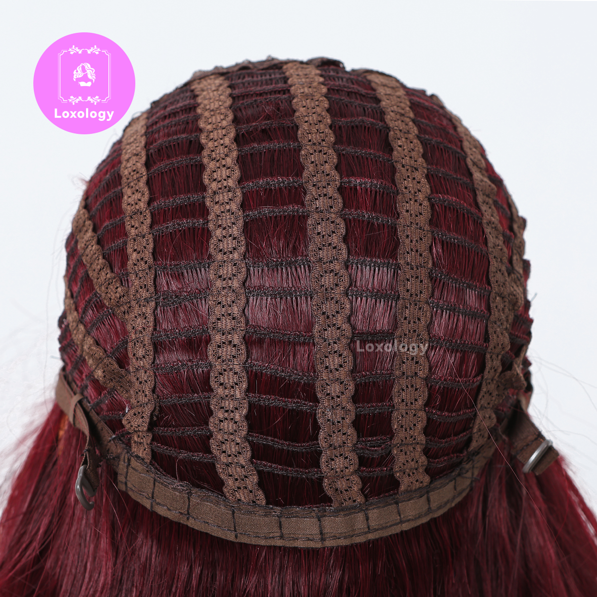 【Taylor】Loxology | 14 Inches Long Straight Wine Red Wigs Bangs Synthetic Wigs