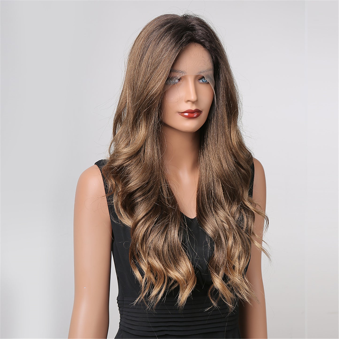 【Lace Front】【Nerissa】Loxology | Lace Front 26 Inch Long Brown Wavy Synthetic Wig